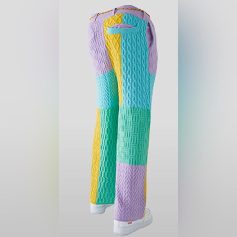 Hip-ware DOODLE NEST-2 Colorful Patchwork Wide Leg Pants size XL NWT - Picture 5 of 7